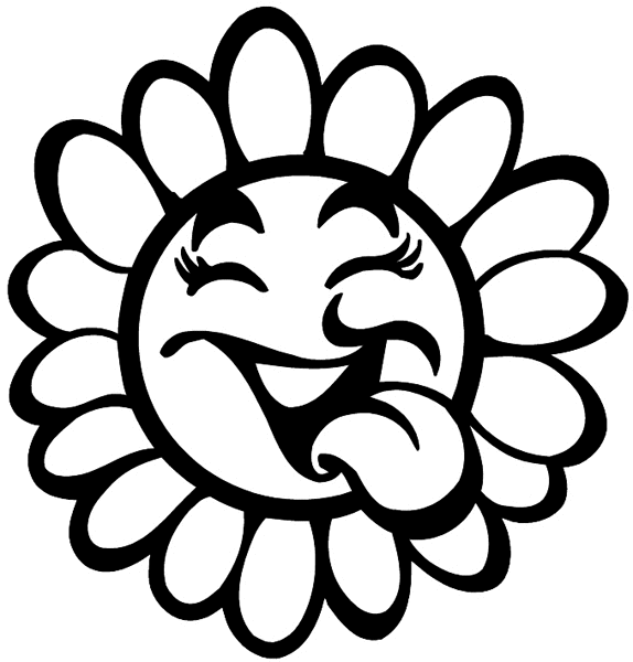 Sunflower with a face vinyl sticker. Customize on line. Flowers Trees Plants 039-0441
